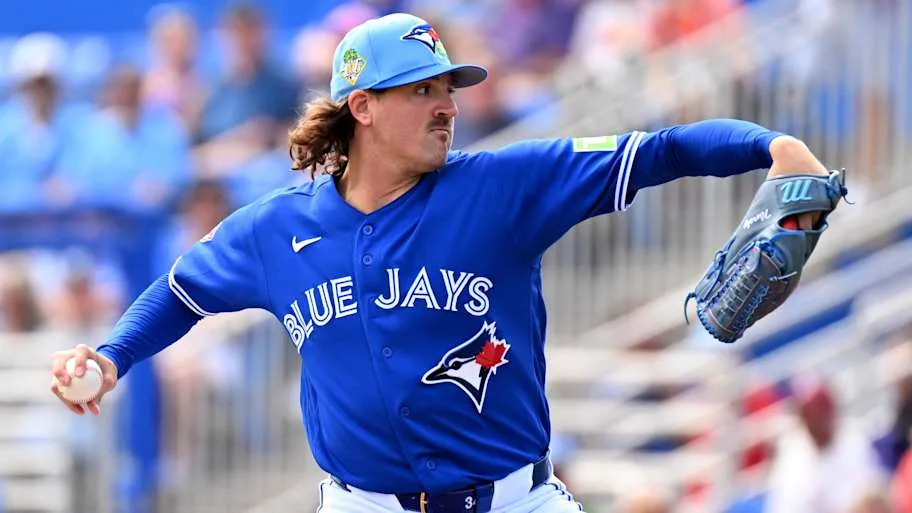 Toronto Blue Jays starting pitcher Kevin Gausman throws a baseball. 