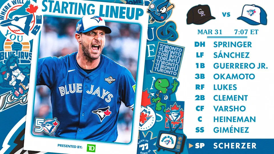 Toronto Blue Jays Starting Lineup (3/31/26)