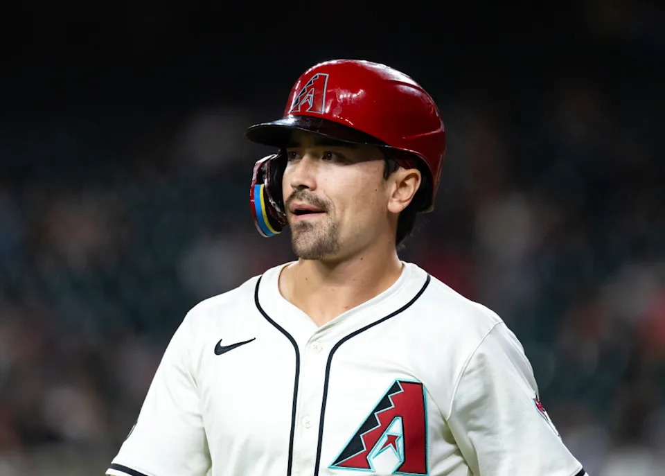 Arizona Diamondbacks outfielder Corbin Carroll (7)© Mark J. Rebilas-Imagn Images