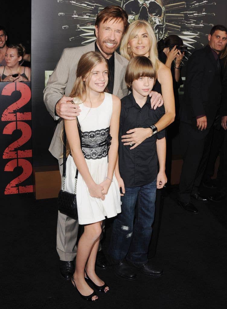 Chuck Norris, wife Gena O'Kelly, daughter Danilee Kelly and son Dakota Alan arrive at the Los Angeles Premiere "The Expendables 2" at Grauman's Chinese Theatre on August 15, 2012 in Hollywood, California