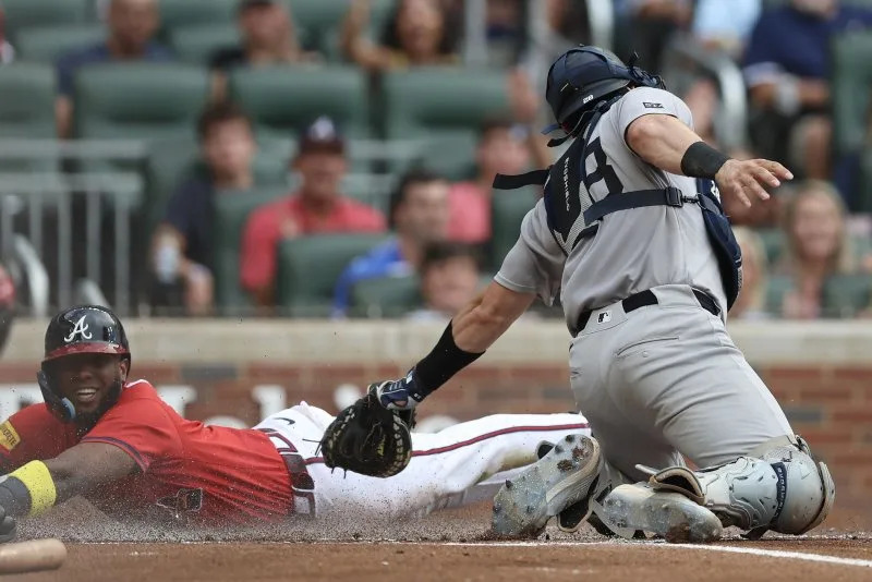 Outfielder/designated hitter Jurickson Profar (L) signed a three-year, $42 million contract with the Atlanta Braves in January of 2025. File Photo by Mike Zarrilli/UPI