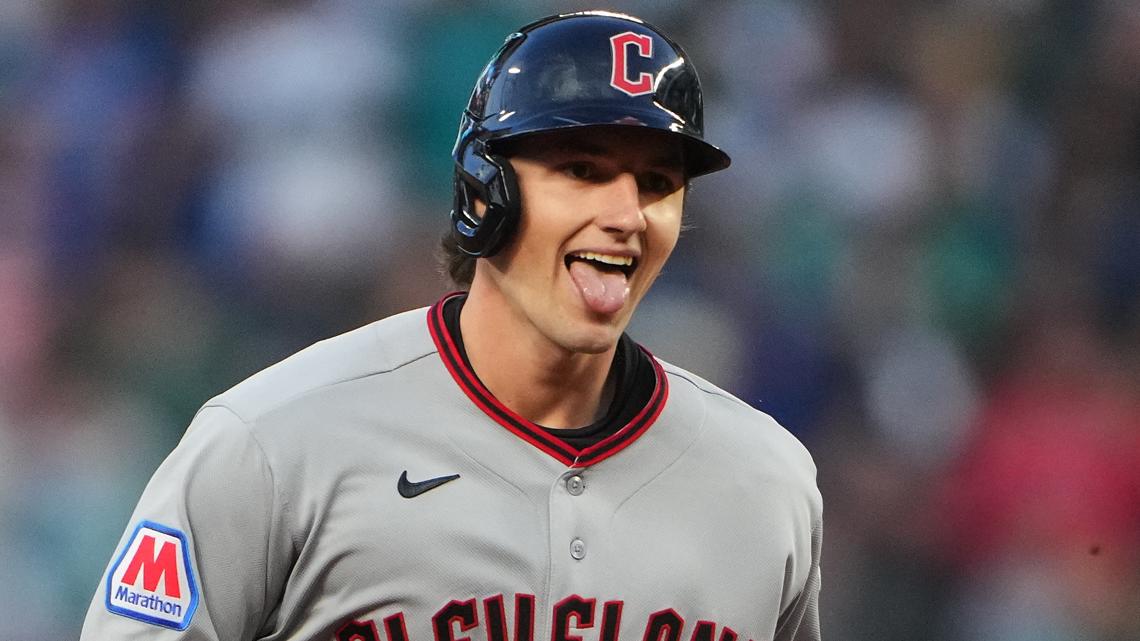 WATCH: Cleveland Guardians' Chase DeLauter homers in 1st regular-season at-bat