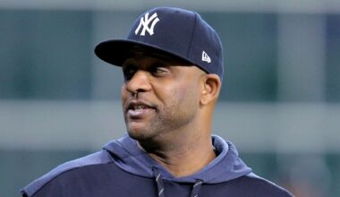 CC Sabathia in a Yankees hat