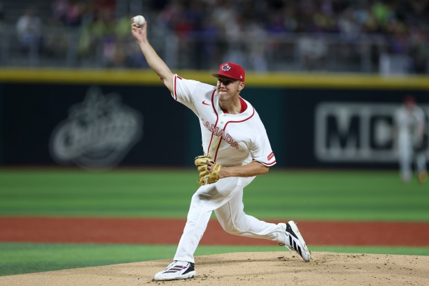 Jameson Taillon of Canada throws a pitch against the Panama during the 2026 World Baseball Classic at Hiram Bithorn Stadium on March 8, 2026 in San Juan, Puerto Rico. (Al Bello/Getty Images)