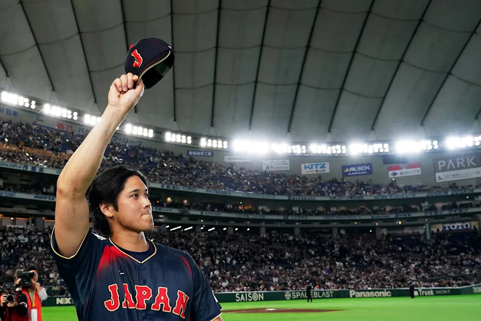 TOKYO, JAPAN - MARCH 06: Shohei Ohtani #16 of Team Japan walks off the field following the team's 13-0 called game victory after the 7th inning during the 2026 World Baseball Classic Pool C game between Japan and Chinese Taipei at Tokyo Dome on March 6, 2026 in Tokyo, Japan. (Photo by Toru Hanai/Getty Images)