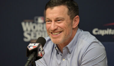 Oct 25, 2024; Los Angeles, California, USA; Los Angeles Dodgers president of baseball operations Andrew Friedman speaks in a press conference before game one against the New York Yankees in the 2024 MLB World Series at Dodger Stadium. Mandatory Credit: Jayne Kamin-Oncea-Imagn Images