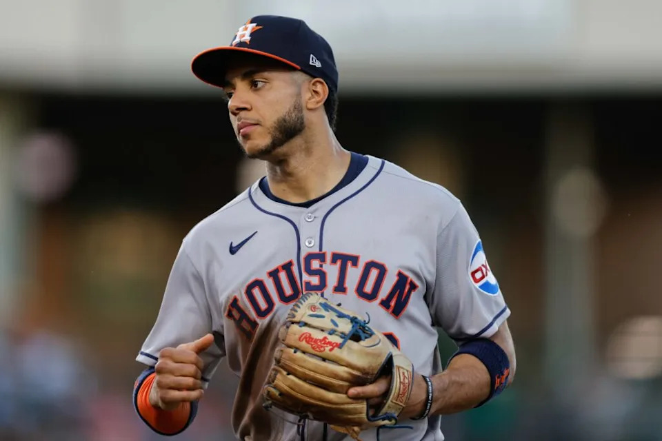 Jun 17, 2025; West Sacramento, California, USA; Houston Astros shortstop Jeremy Peña (3) during the game against the Athletics at Sutter Health Park. Mandatory Credit: Sergio Estrada-Imagn Images