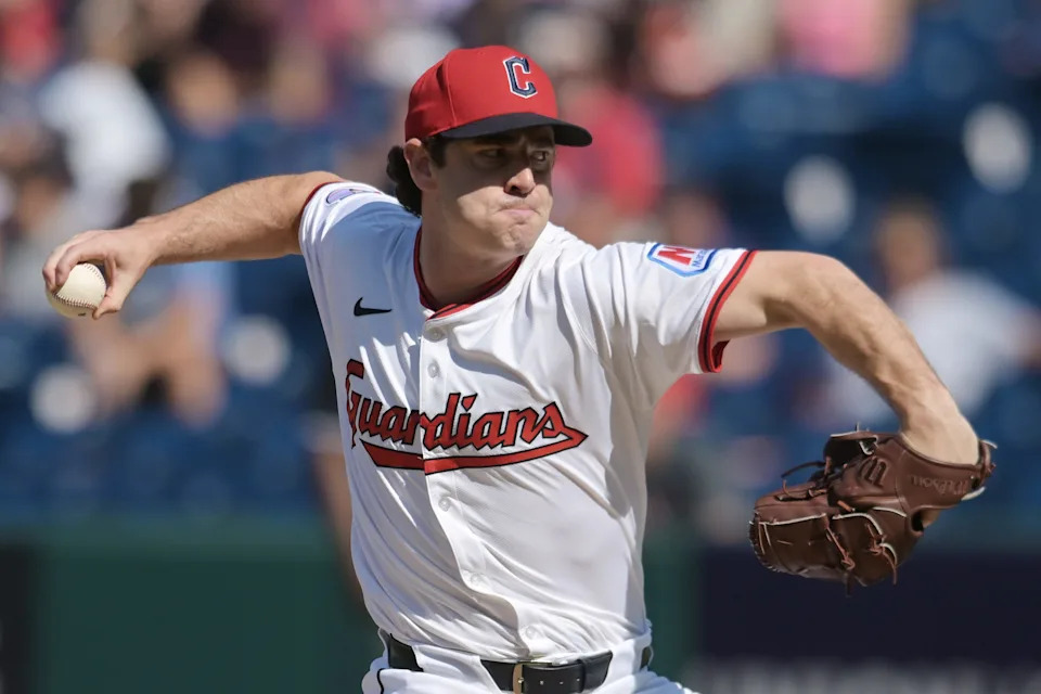 Cleveland Guardians reliever Matt Festa throws a pitch against the Chicago White Sox on Sept. 14, 2025, in Cleveland.