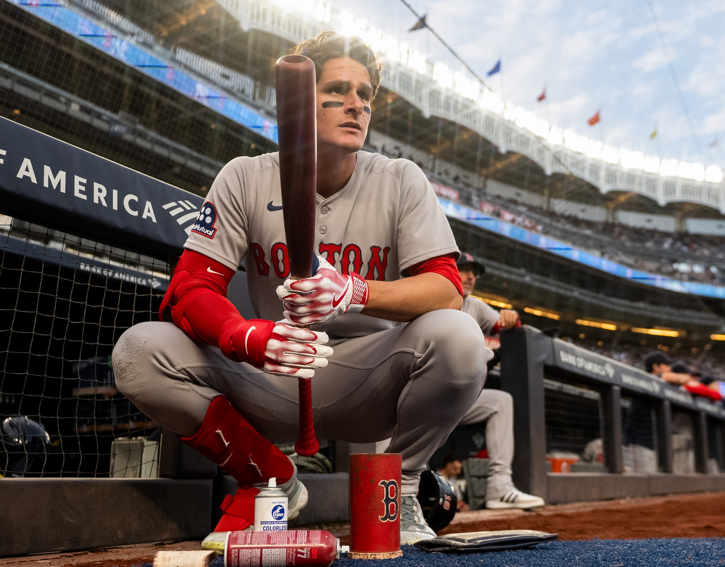 NEW YORK, NY - AUGUST 24: Roman Anthony #19 of the Boston Red Sox looks on prior to the game between the Boston Red Sox and the New York Yankees at Yankee Stadium on Sunday, August 24, 2025 in New York, New York. (Photo by Michael Urakami/MLB Photos via Getty Images)