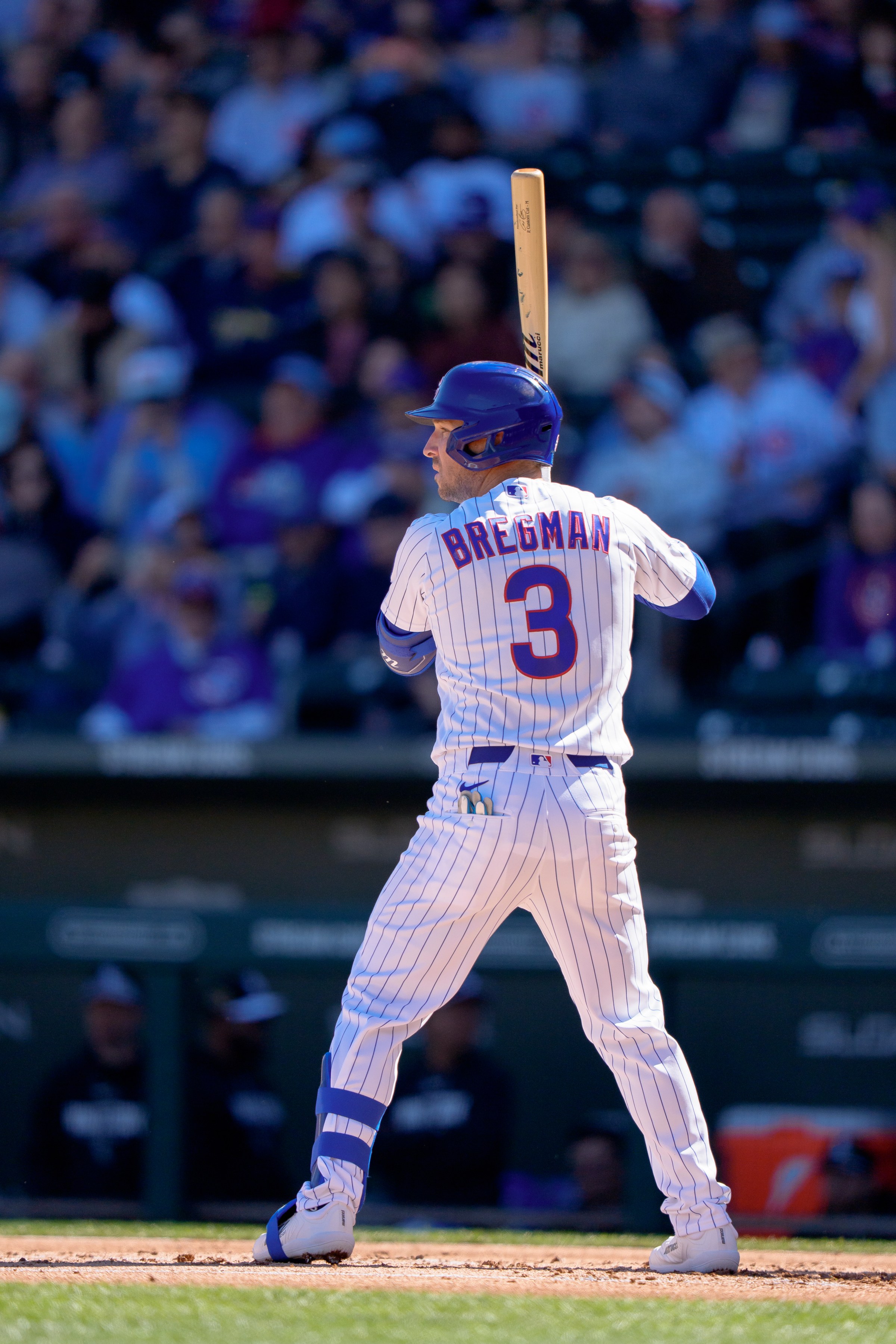 MESA, ARIZONA - FEBRUARY 20: Alex Bregman #3 of the Chicago Cubs bats during a Spring Training game against the Chicago White Sox at Sloan Park on February 20, 2026 in Mesa, Arizona. (Photo by Matt Dirksen/Chicago Cubs/Getty Images)