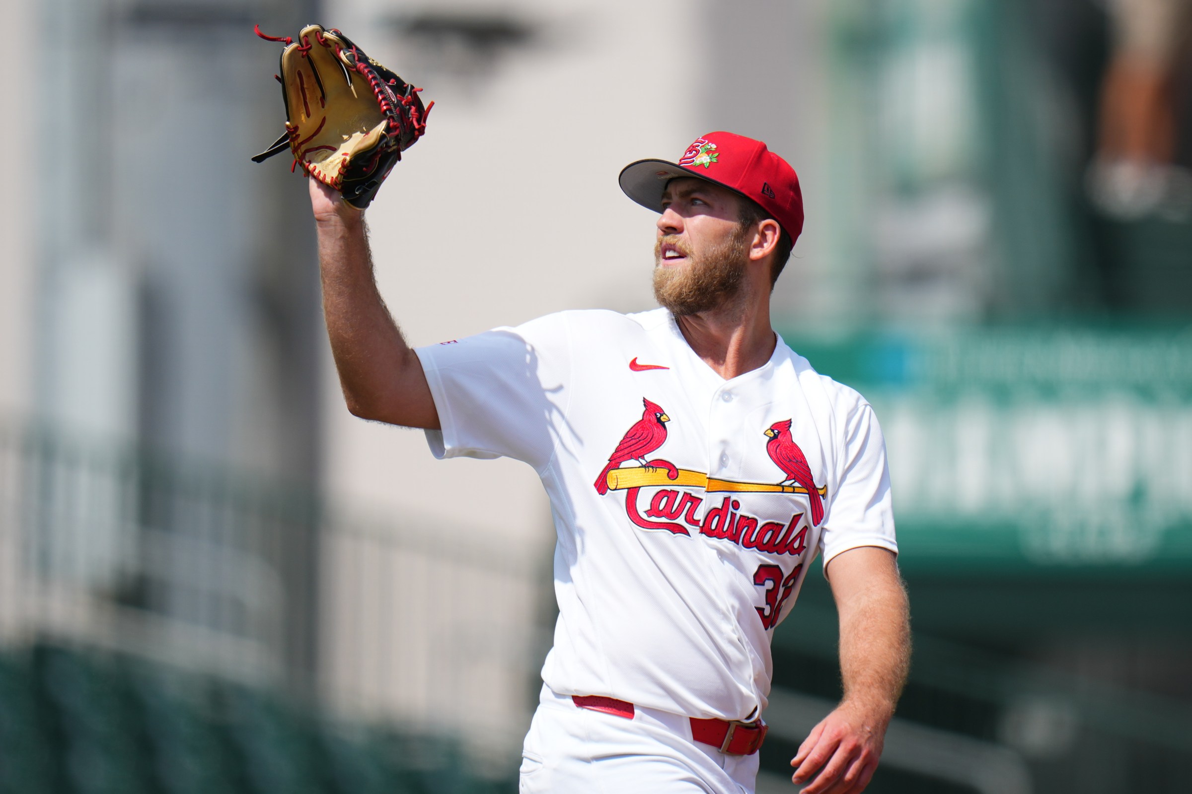 JUPITER, FLORIDA - FEBRUARY 26: Matthew Liberatore #32 of the St. Louis Cardinals throws a pitch during a spring training game against the Houston Astros at Roger Dean Stadium on February 26, 2026 in Jupiter, Florida. (Photo by Rich Storry/Getty Images)