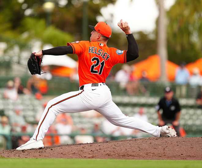 Baltimore Orioles pitcher Ryan Helsley SARASOTA, FL - MARCH 04: Baltimore Orioles pitcher Ryan Helsley (21) throws a pitch during a game against the Houston Astros on March 4, 2026, at Ed Smith Stadium at Sarasota, Florida. (Photo by Brian Spurlock/Icon Sportswire via Getty Images)