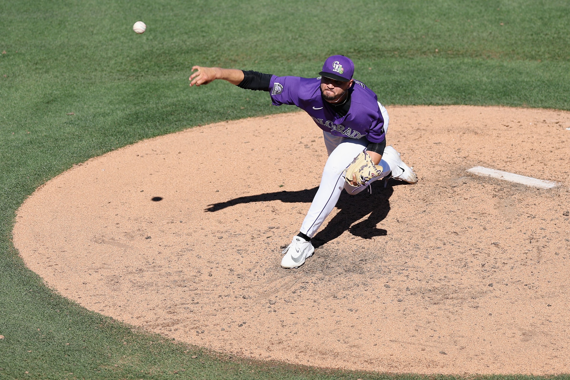 SCOTTSDALE, ARIZONA - MARCH 04: Relief pitcher Gabriel Hughes #43 of the Colorado Rockies pitches against Team United States during the fifth inning of the MLB exhibition game at Salt River Fields at Talking Stick on March 04, 2026 in Scottsdale, Arizona. (Photo by Christian Petersen/Getty Images)
