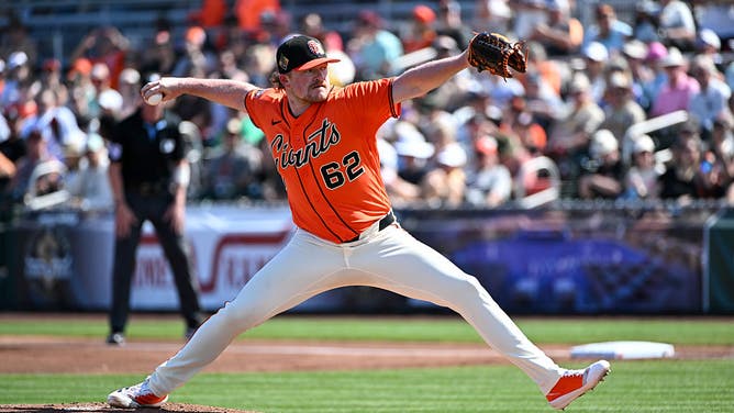 SCOTTSDALE, ARIZONA - MARCH 01, 2026: Logan Webb #62 of the San Francisco Giants throws a pitch during the first inning of a spring training game against the San Francisco Giants at Scottsdale Stadium on March 01, 2026 in Scottsdale, Arizona.