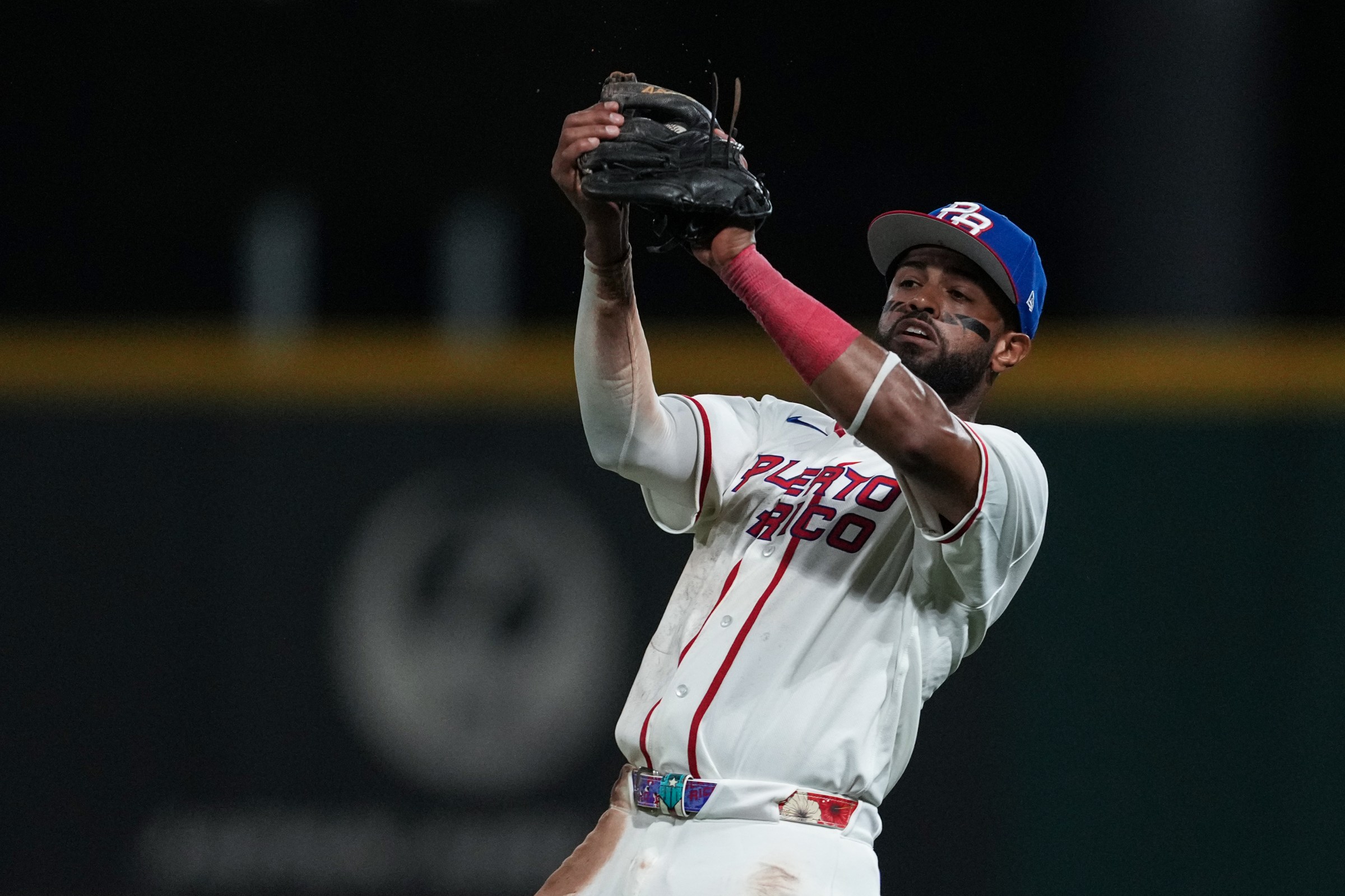 SAN JUAN, PUERTO RICO - MARCH 09: Willi Castro #3 of Team Puerto Rico makes a catch during the 2026 World Baseball Classic Pool A game presented by Capital One between Team Cuba and Team Puerto Rico at Hiram Bithorn Stadium on Monday, March 9, 2026 in San Juan, Puerto Rico. (Photo by Mary DeCicco/WBCI/MLB Photos via Getty Images)