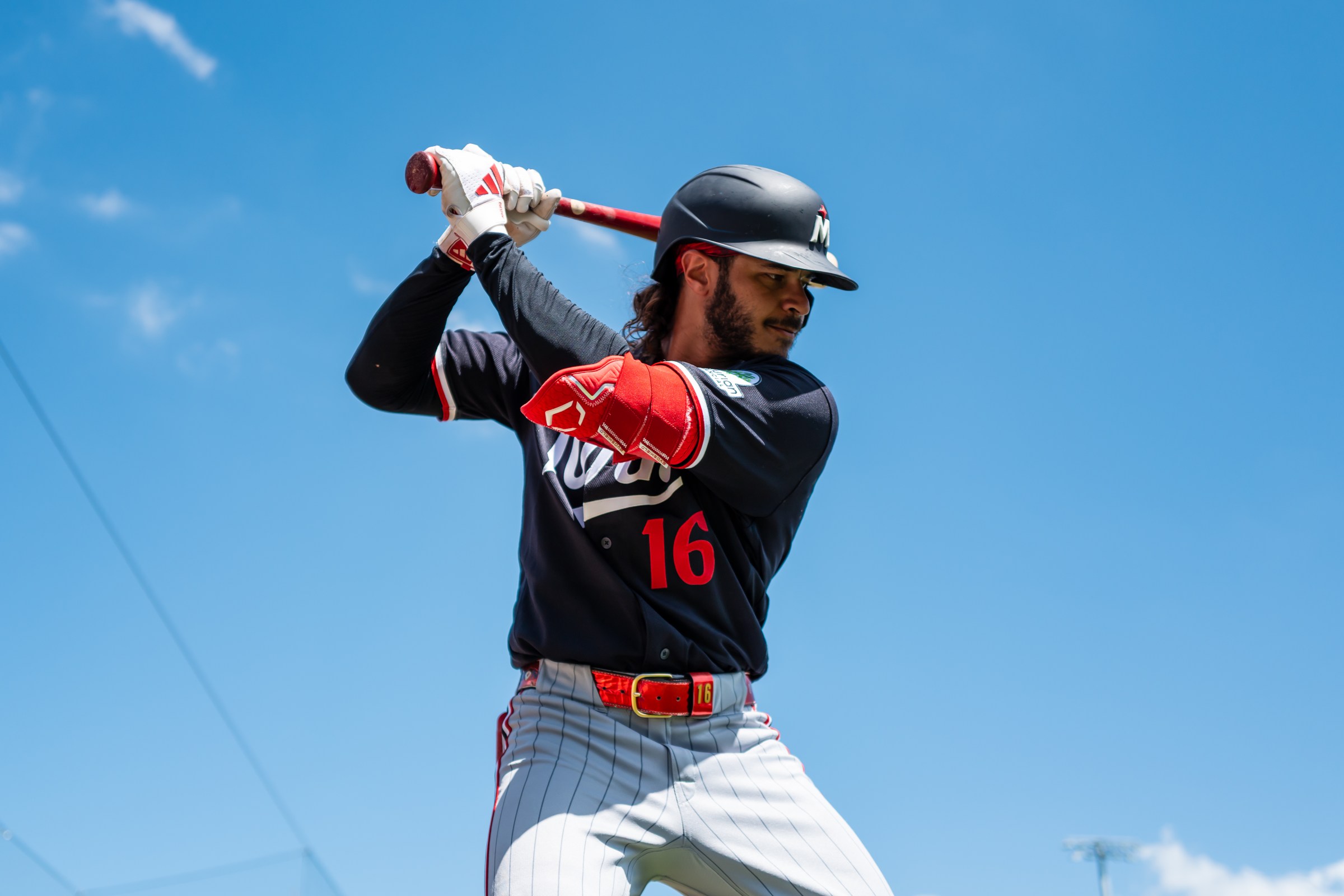 PORT CHARLOTTE, FL- MARCH 10: Austin Martin #16 of the Minnesota Twins bats during a spring training game against the Tampa Bay Rays on March 10, 2026 at Hammond Stadium in Fort Myers, Florida. (Photo by Brace Hemmelgarn/Minnesota Twins/Getty Images)