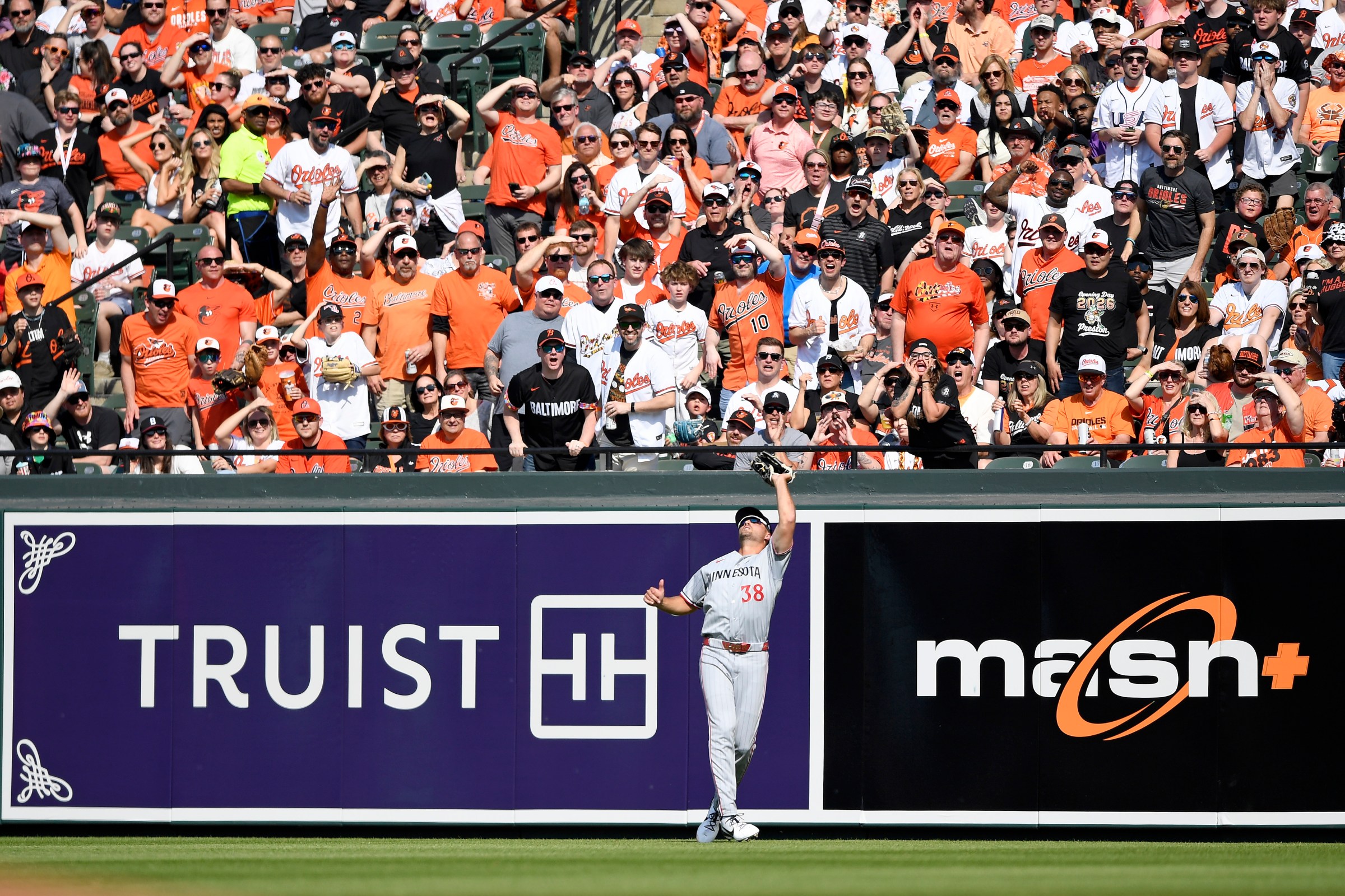 Wally reels it in. (Photo by Hannah Foslien/MLB Photos via Getty Images)