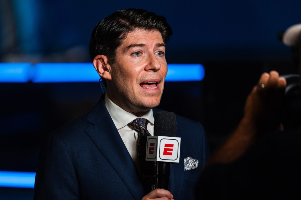 Jeff Passan gives a report during the first round of the 2025 MLB Draft at Coca-Cola Roxy on July 13, 2025 in Atlanta, Georgia.  