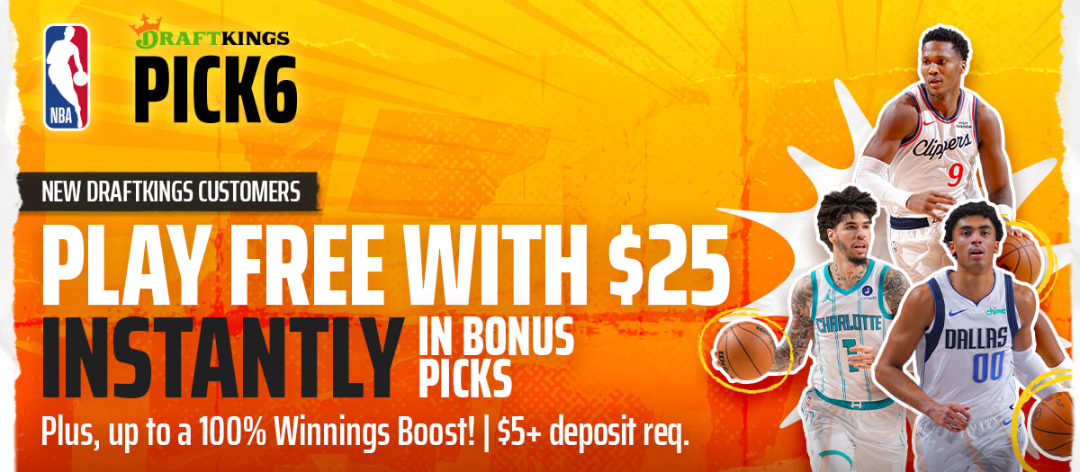 DraftKings Pick 6 Promo: Get $25 in Bonus Picks PLUS a 100% Boost Today (Mar. 7)