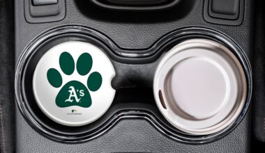 fan creations MLB Oakland Athletics Themed Ceramic Car Coaster -2.5" Bigfoot Carrying Team Flag Design - 2 Pack