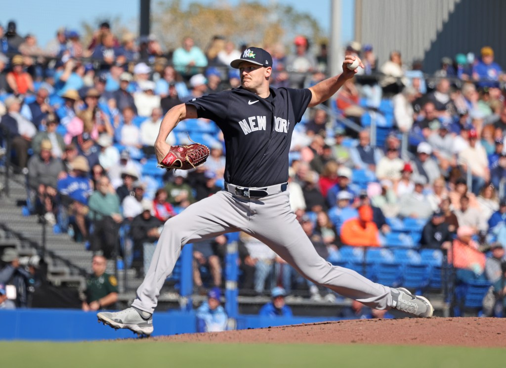 New York Yankees pitcher Brent Headrick #47 pitching in the 5th inning.
