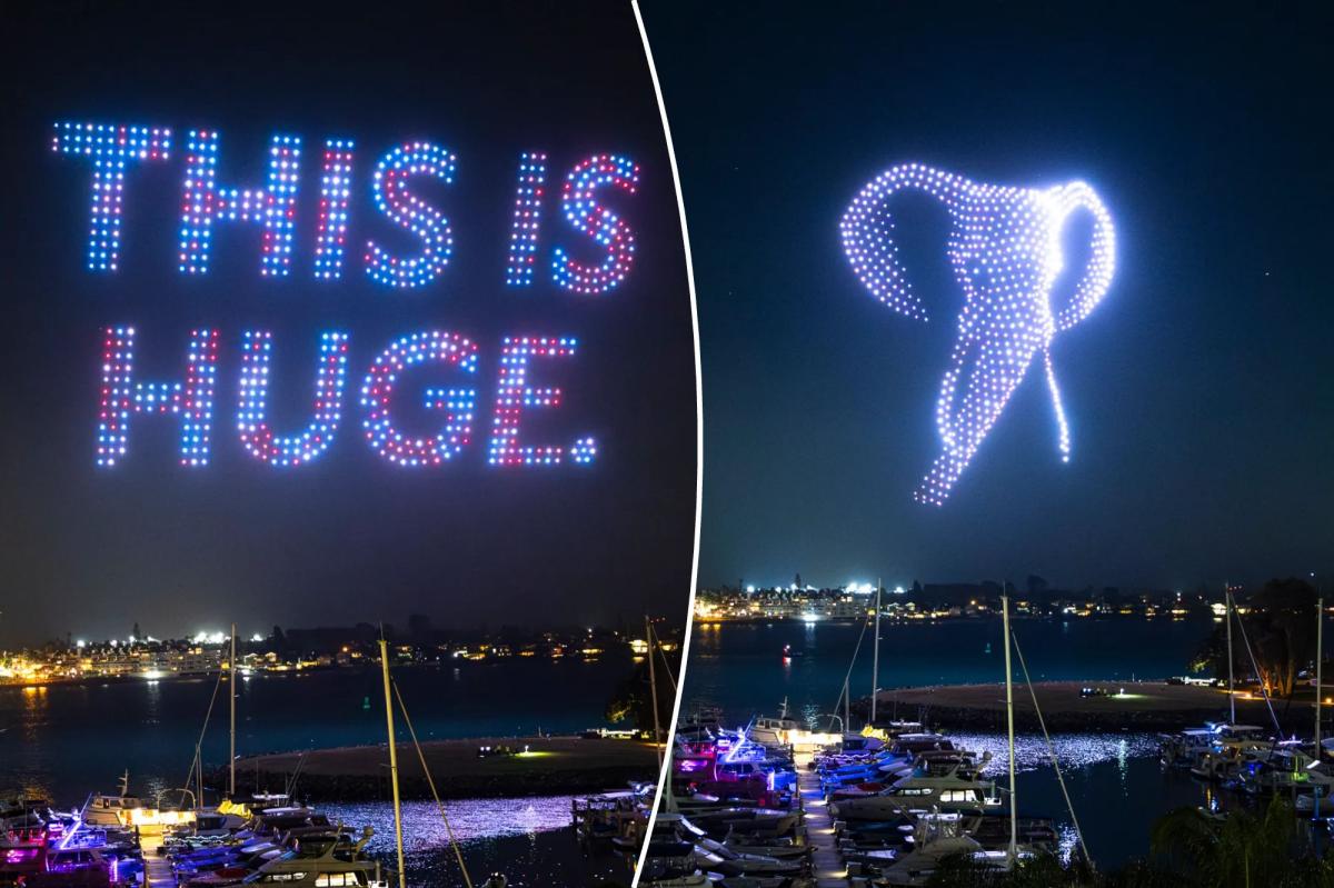 Incredible elephant-themed drone show lights up San Diego skyline after Padres’ Opening Day