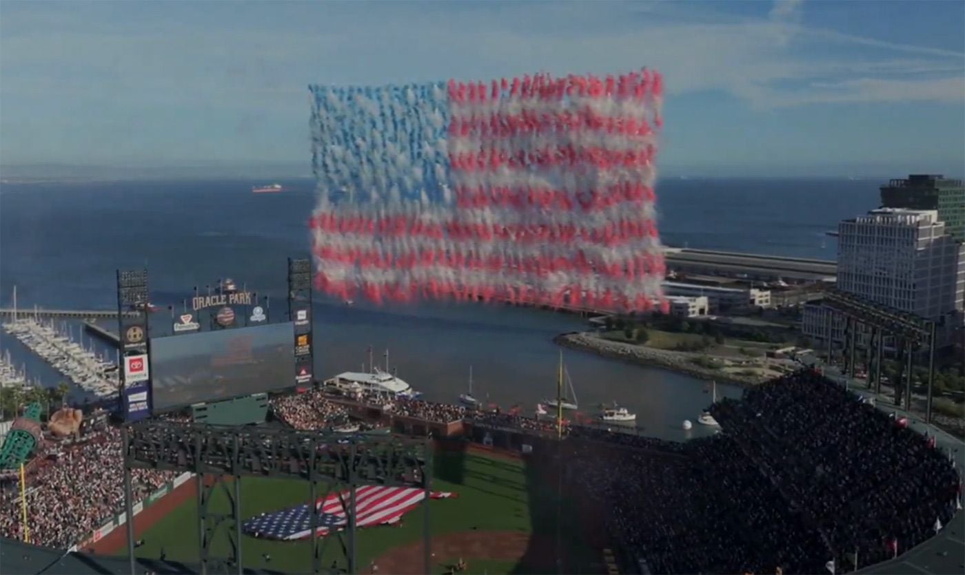 The Giants' Opening Day Game Featured Star Spangled Banner Smoke Show