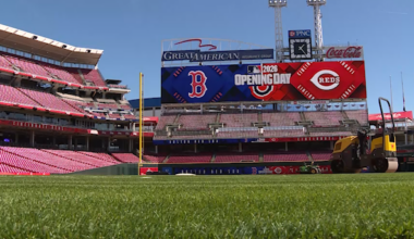 Grounds crews prepare Great American Ball Park for Opening Day