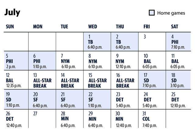 Royals schedule for the month of July 2026