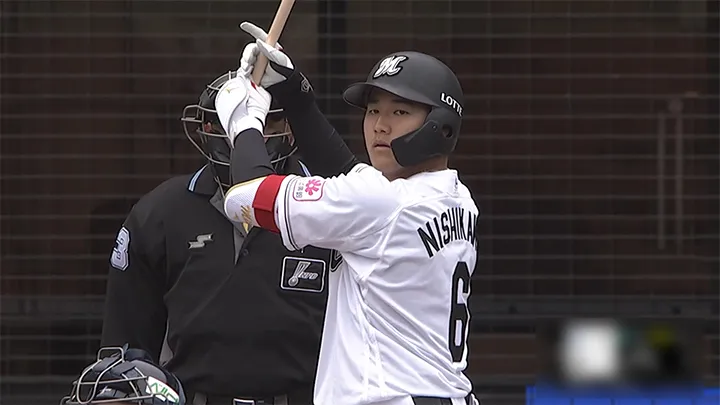 Chiba Lotte Marines player Misho Nishikawa © Pacific League TV