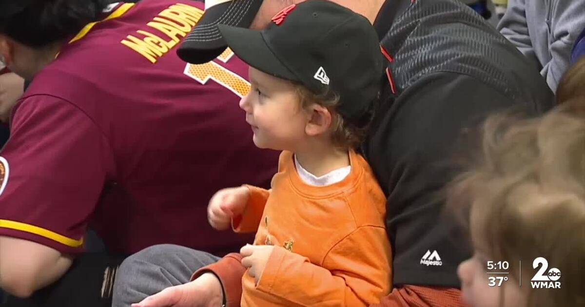 Young Orioles fans celebrate upcoming Opening Day with the Oriole Bird