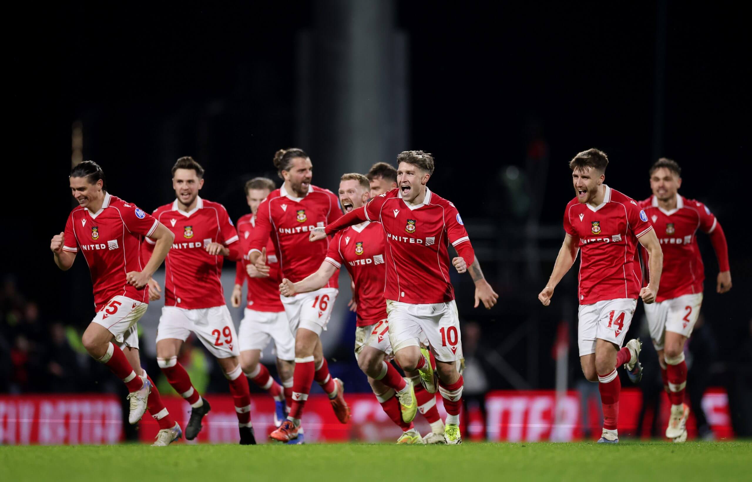 Wrexham players celebrating