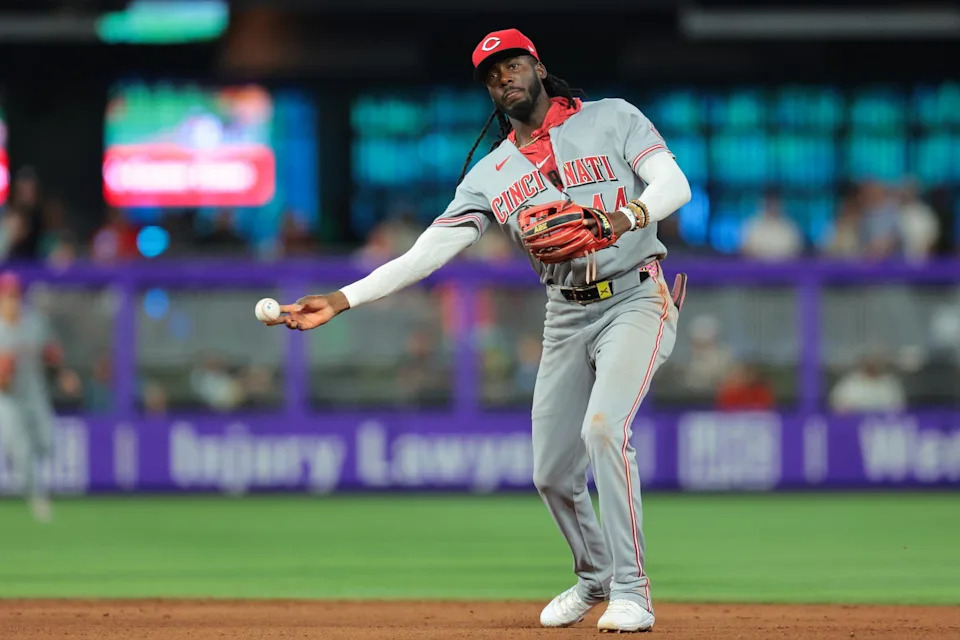 Cincinnati Reds shortstop Elly de la Cruz (44). © Sam Navarro-Imagn Images