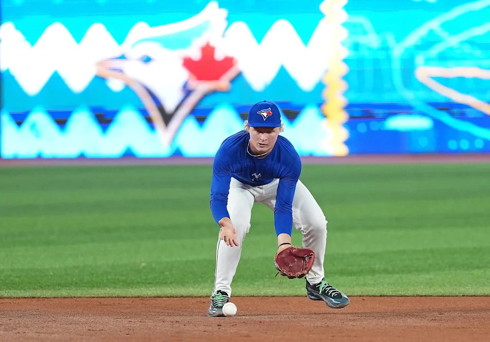 Toronto Blue Jays first round draft pick JoJo Parker fields balls during practice before a game against the Baltimore Orioles at Rogers Centre.&nbsp; Nick Turchiaro-Imagn Images