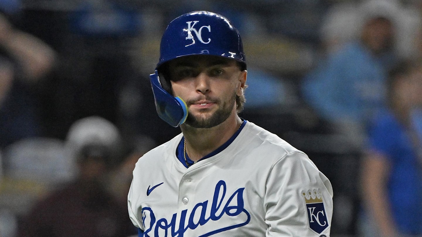 Kansas City Royals catcher Carter Jensen (22) rounds third base