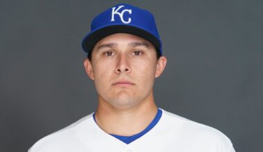 Feb 19, 2026; Surprise, AZ, USA; Kansas City Royals pitcher Eli Morgan (34) poses for a photo for MLB media day at Surprise Stadium. Mandatory Credit: Allan Henry-Imagn Images