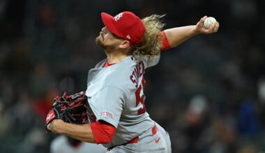 Apr 5, 2026; Detroit, Michigan, USA;  St. Louis Cardinals pitcher Ryne Stanek (55) throws a pitch against the Detroit Tigers in the eighth inning at Comerica Park. Mandatory Credit: Lon Horwedel-Imagn Images