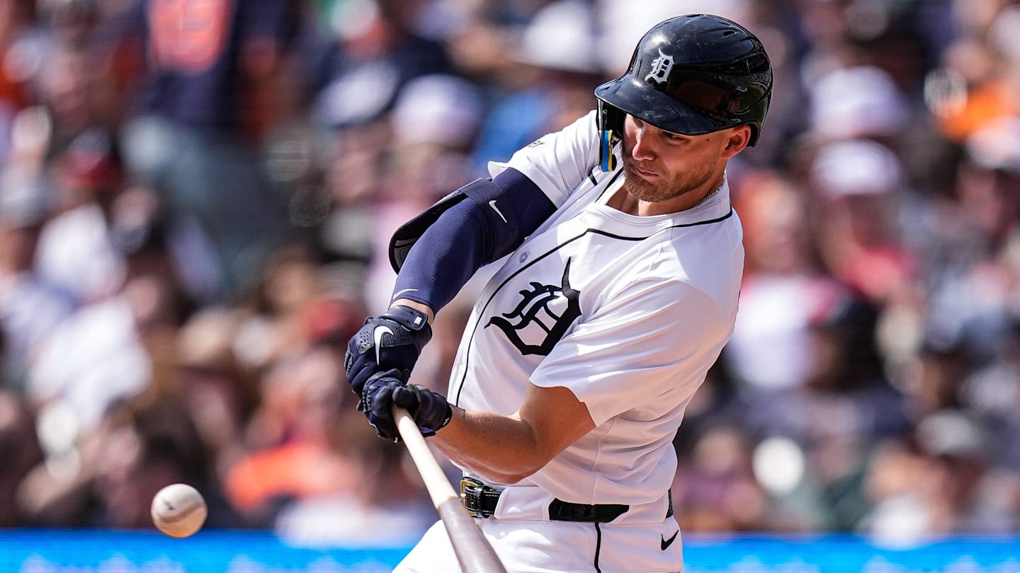 Detroit Tigers outfielder Max Clark walks off the field after warmups before the spring training game against the New York Yankees at George M. Steinbrenner Field in Tampa, Fla. on Saturday, Feb. 21, 2026.
