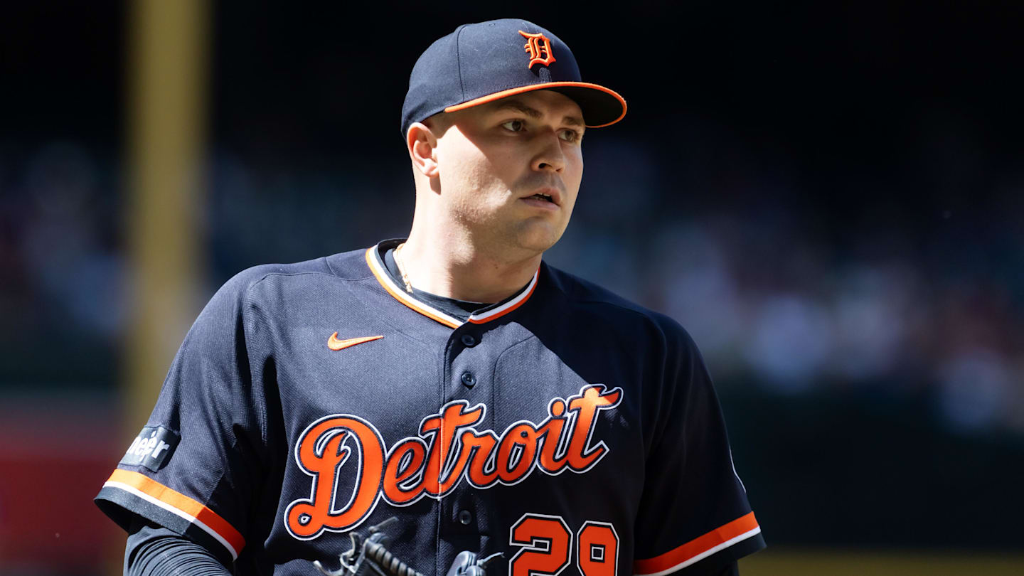 Apr 1, 2026; Phoenix, Arizona, USA; Detroit Tigers pitcher Tarik Skubal against the Arizona Diamondbacks at Chase Field. Mandatory Credit: Mark J. Rebilas-Imagn Images
