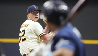 Mar 30, 2026; Milwaukee, Wisconsin, USA; Milwaukee Brewers pitcher Kyle Harrison (52) delivers a pitch against the Tampa Bay Rays in the first inning at American Family Field. Mandatory Credit: Michael McLoone-Imagn Images