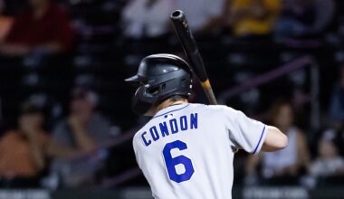 Nov 9, 2025; Mesa, AZ, USA; Colorado Rockies infielder Charlie Condon during the Arizona Fall League Fall Stars Game at Sloan Park. Mandatory Credit: Mark J. Rebilas-Imagn Images