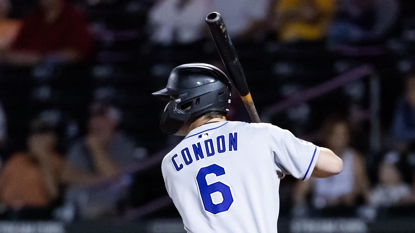 Nov 9, 2025; Mesa, AZ, USA; Colorado Rockies infielder Charlie Condon during the Arizona Fall League Fall Stars Game at Sloan Park. Mandatory Credit: Mark J. Rebilas-Imagn Images
