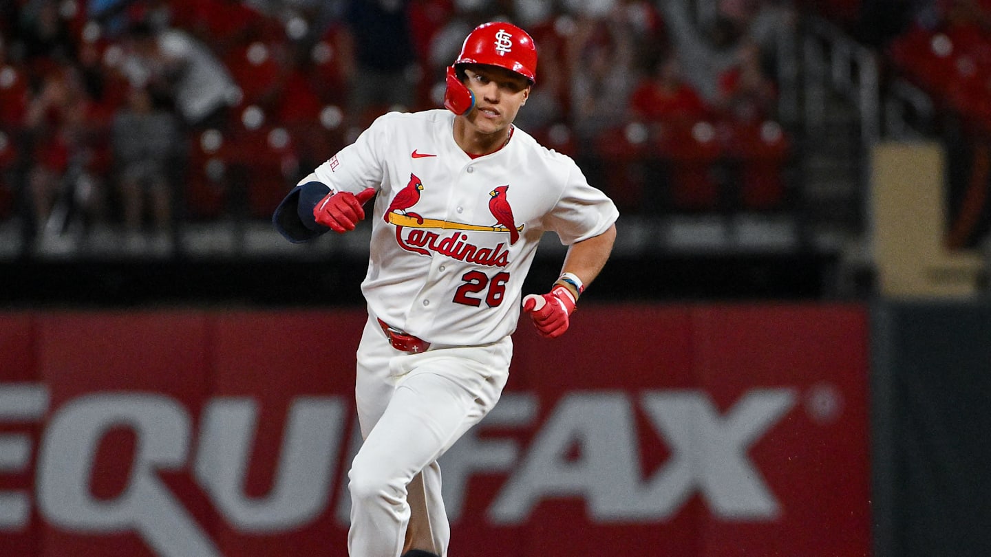 Apr 14, 2026; St. Louis, Missouri, USA; St. Louis Cardinals second baseman JJ Wetherholt (26) runs the bases after hitting a two run home run for his second home run of the game against the Cleveland Guardians during the eighth inning at Busch Stadium. Mandatory Credit: Jeff Curry-Imagn Images