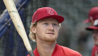Apr 11, 2026; Milwaukee, Wisconsin, USA; Washington Nationals left fielder Joey Wiemer (21) prepares to take batting practice before a game against the Milwaukee Brewers at American Family Field. Mandatory Credit: Michael McLoone-Imagn Images