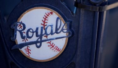 Apr 1, 2021; Kansas City, Missouri, USA; A general view of the Kansas City Royals logo on seats with complimentary flags for fans before the Opening Day game against the Texas Rangers Kauffman Stadium. Mandatory Credit: Denny Medley-Imagn Images
