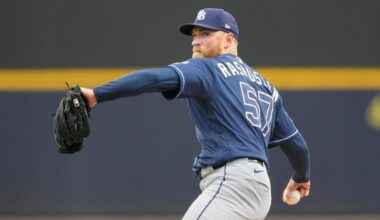 Tampa Bay Rays pitcher Drew Rasmussen throws during the first inning of a baseball game against the Milwaukee Brewers, Wednesday, April 1, 2026, in Milwaukee. (AP Photo/Kayla Wolf)