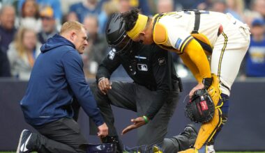 CB Bucknor leaves game after taking foul tip to facemask