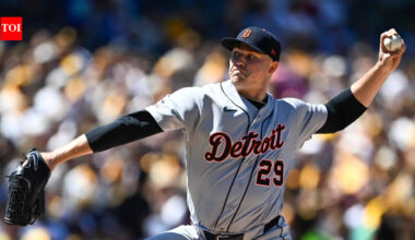Detroit Tigers pitcher Tarik Skubal delivers during the second inning of an opening-day baseball game against the San Diego Padres (Image via AP Photo) | MLB News
