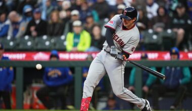 Guardians' Chase DeLauter hurt after fouling pitch off foot