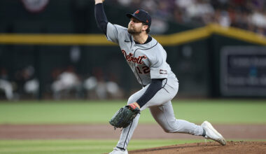 PHOENIX, ARIZONA - MARCH 31: Starting pitcher Casey Mize #12 of the Detroit Tigers pitches against the Arizona Diamondbacks during the first inning of the MLB game at Chase Field on March 31, 2026 in Phoenix, Arizona. (Photo by Christian Petersen/Getty Images)